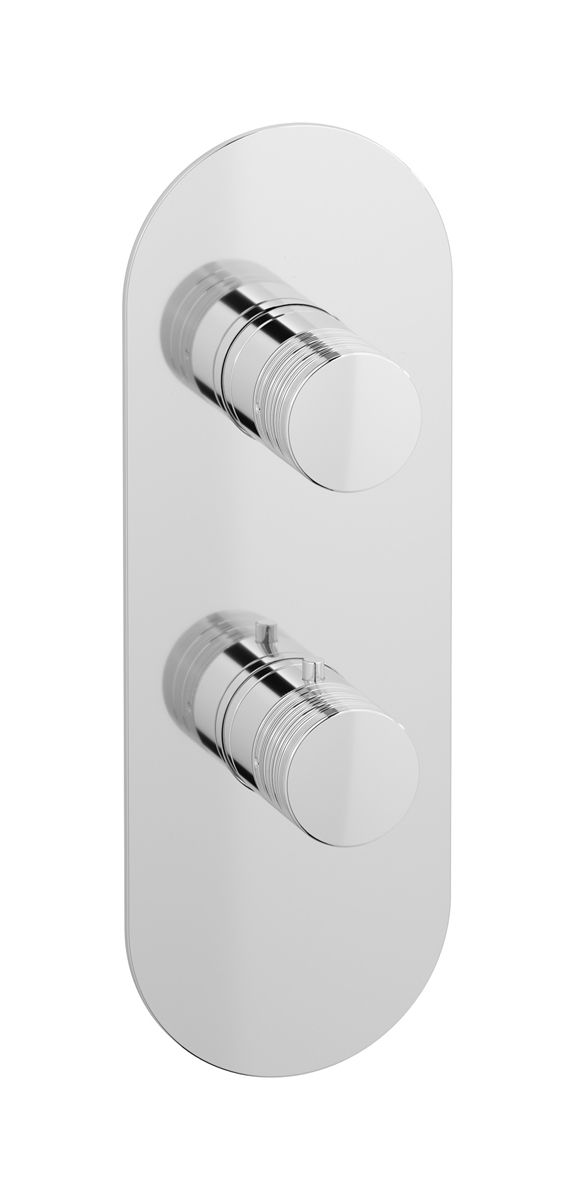 Aqua - Diverter 3 ways EUA712CCNVN - External part of thermostatic 3 ways diverter, round plate, vertical, Vinile handle by IB