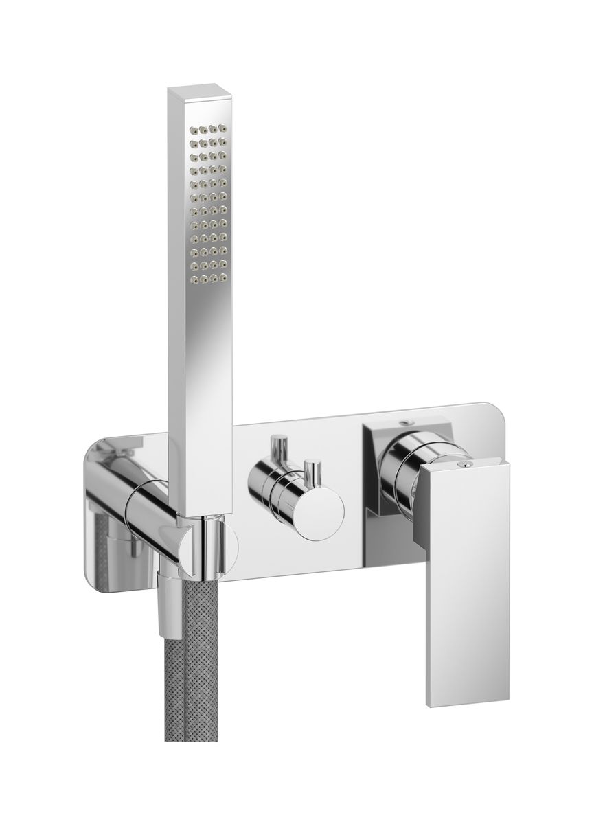 Rubacuori RU313CC - Exposed parts for manual wall mixer with two ways diverter and shower kit by IB
