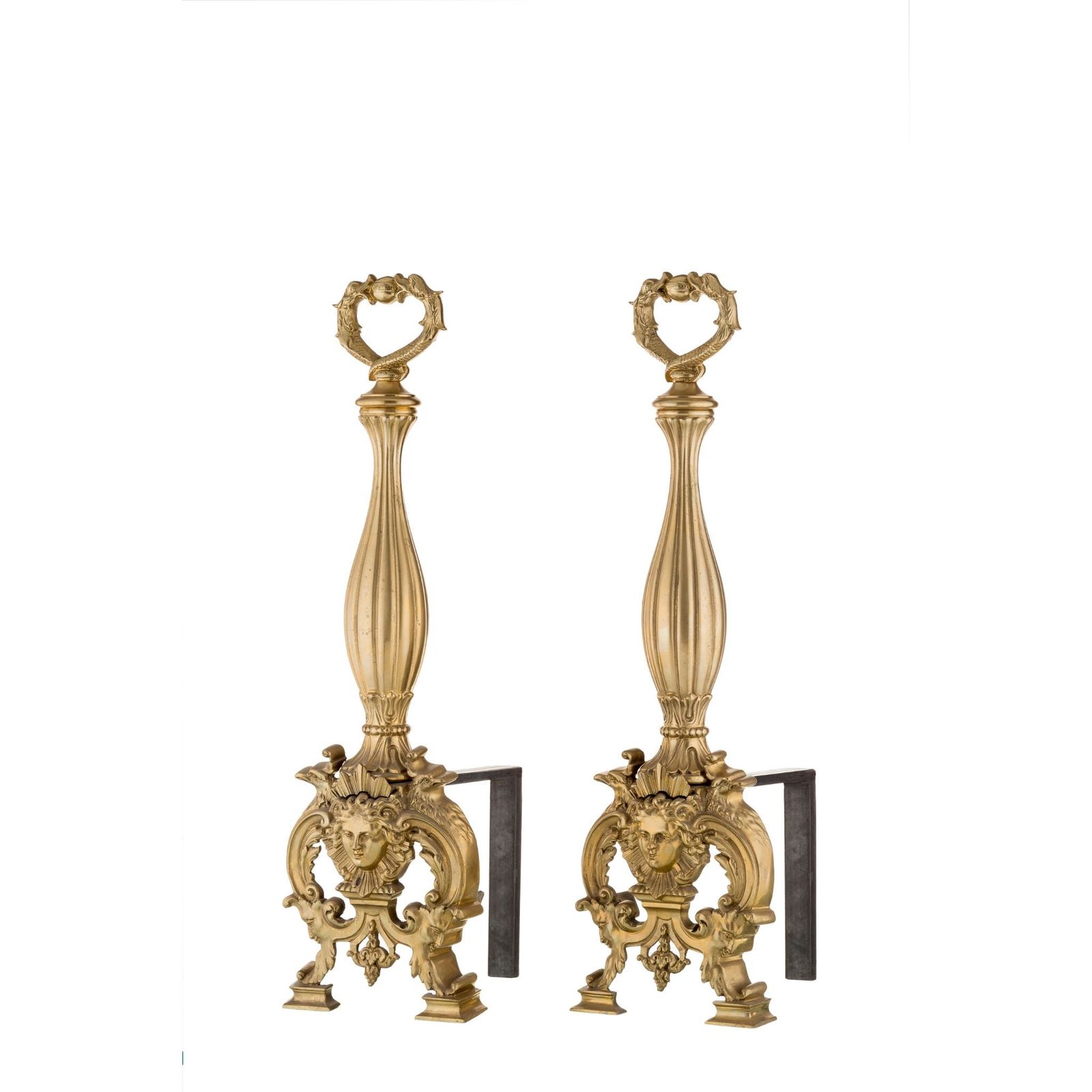 Bellosguardo brass andirons by Il Bronzetto