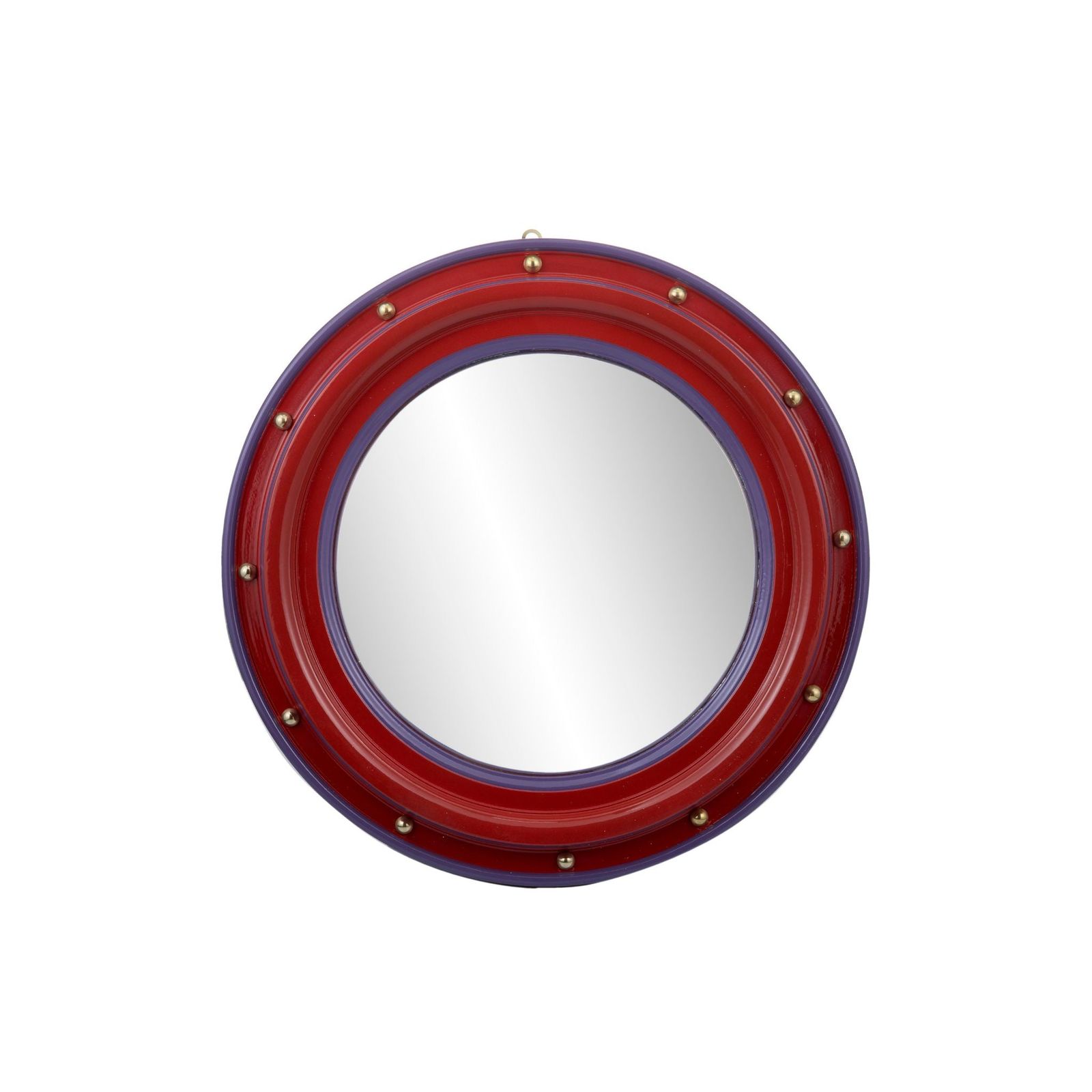 Medusa wooden mirror with brass sphere decorations by Il Bronzetto