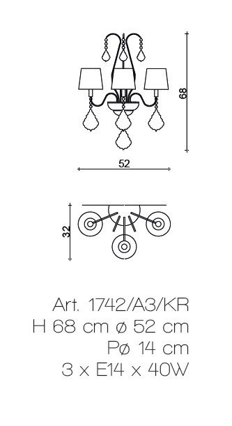 Wall Lamps Classic 1742/A3/KR by Il Paralume Marina