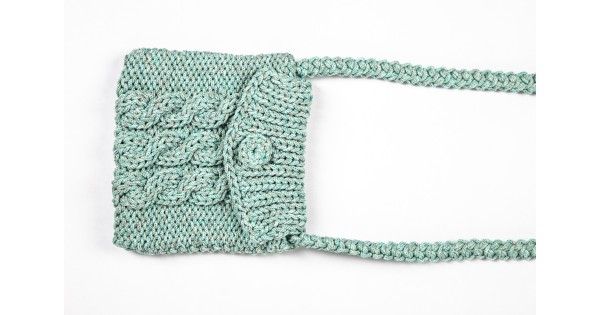 Hand knitted crossbody bag - 3mm - "Nana bag" - Turquoise by Ilektras Croshade