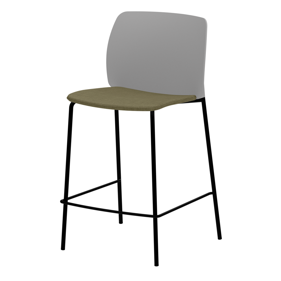 Aryn Max ARX0030 + ARX0000AS Counter chair with 4 leg frame (upholstered seat & polypropylene back) by INCLASS