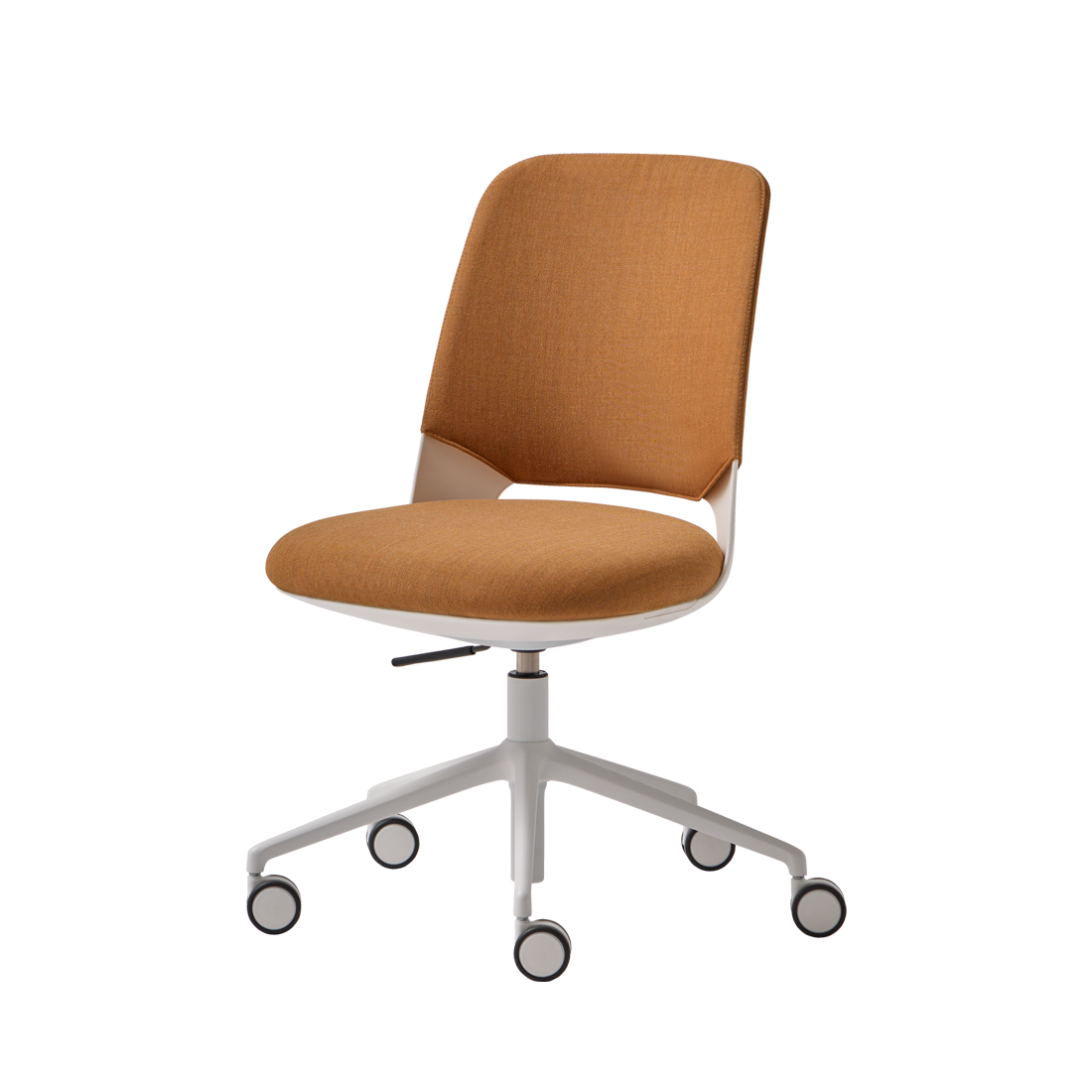 Orus ORU0020 + ORU0000TA Swivel chair with upholstered cover backrest and 5 spoke base on casters + gas lift + tilt mechanism by INCLASS