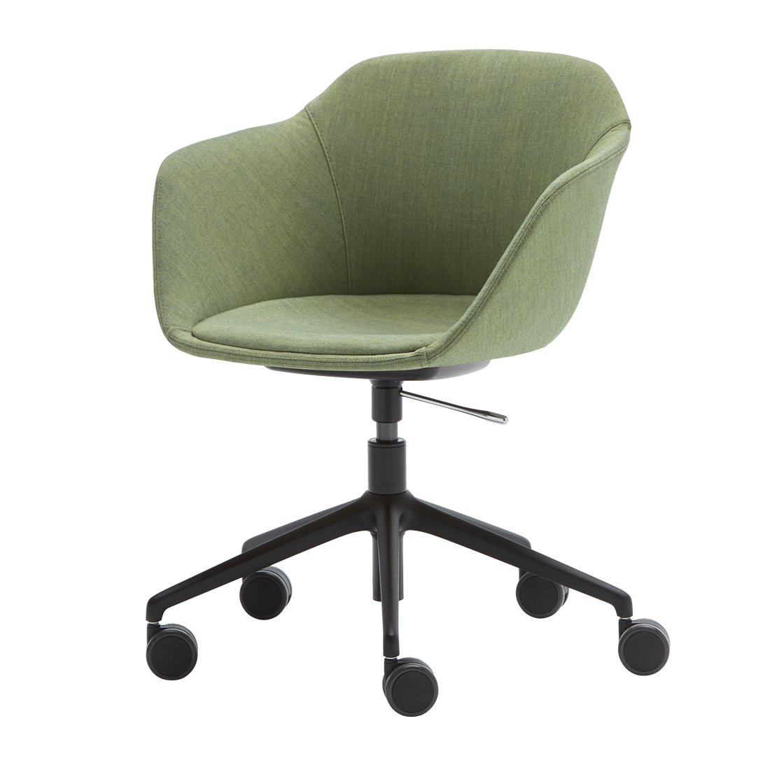 Taia Armchair with 5 spoke aluminum swivel base on casters + gas lift (plain upholstered seat shell) by INCLASS