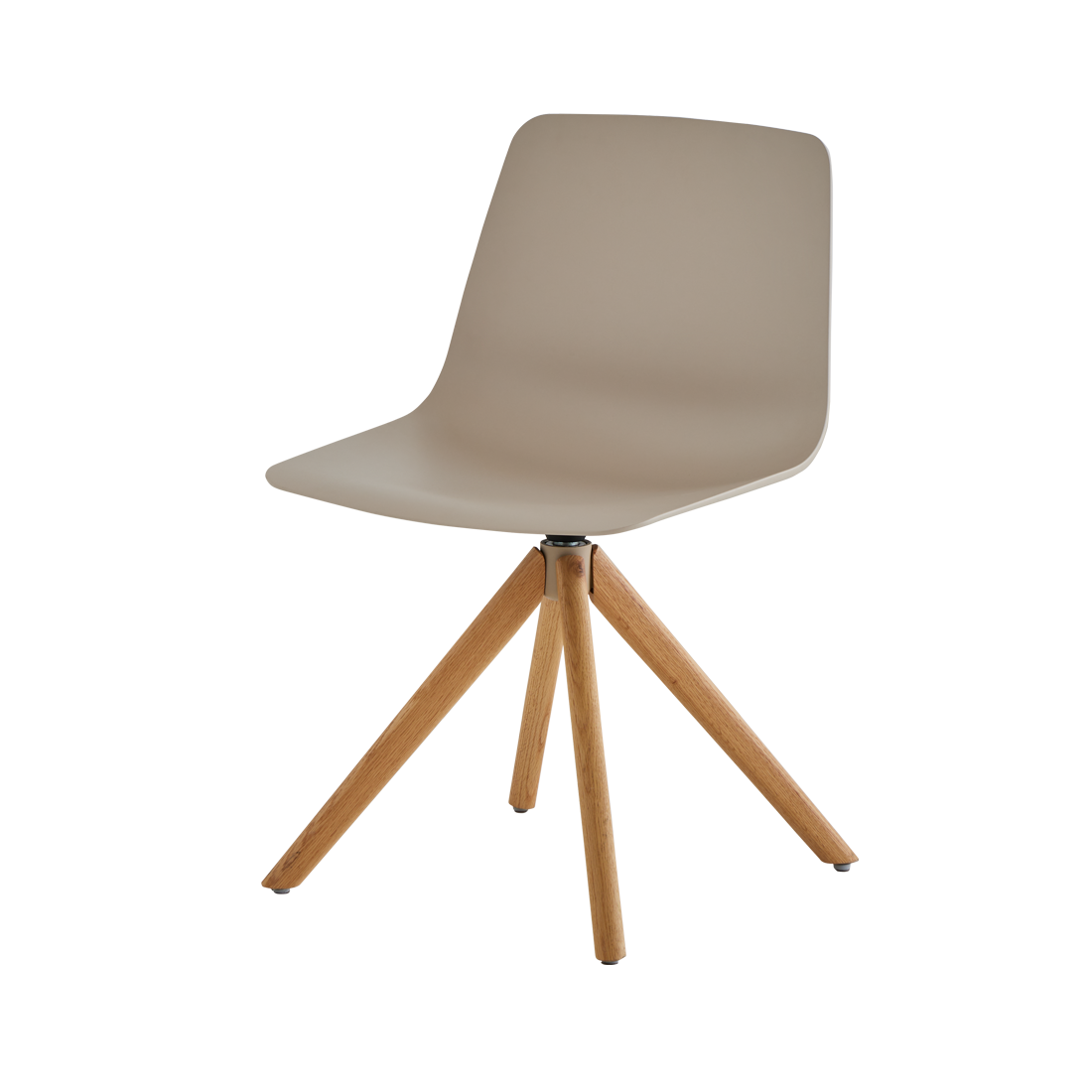 Varya Xl Chair with 4 spoke wooden swivel base (plastic mono-shell) by INCLASS