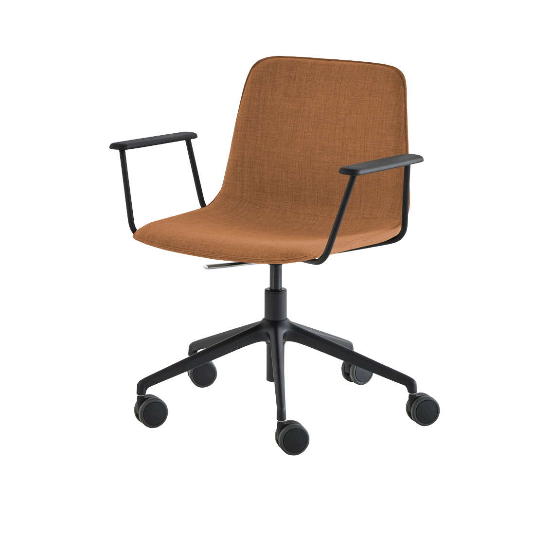 Varya Xl Armchair with 5 spoke aluminum swivel base on casters + gas lift (upholstered mono-shell) by INCLASS