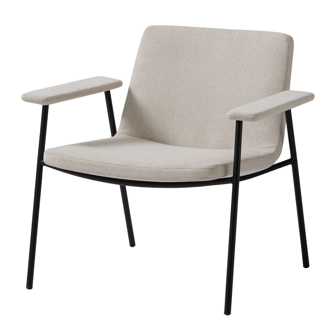 Xail Lounge armchair with low backrest, 4 leg frame and upholstered arms (standard upholstery) by INCLASS