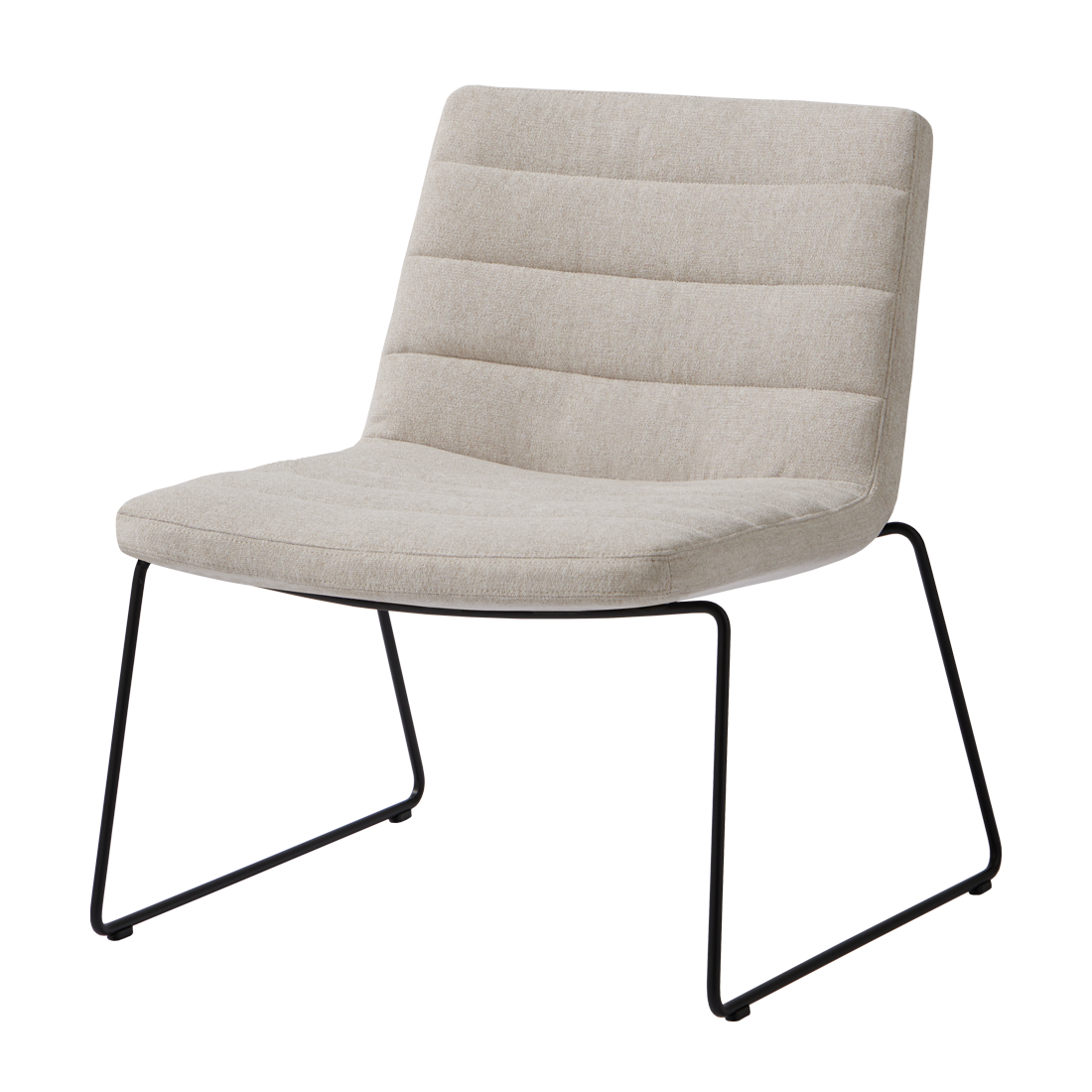 Xail Lounge armchair with low backrest and sled frame (horizontal stitching upholstery) by INCLASS