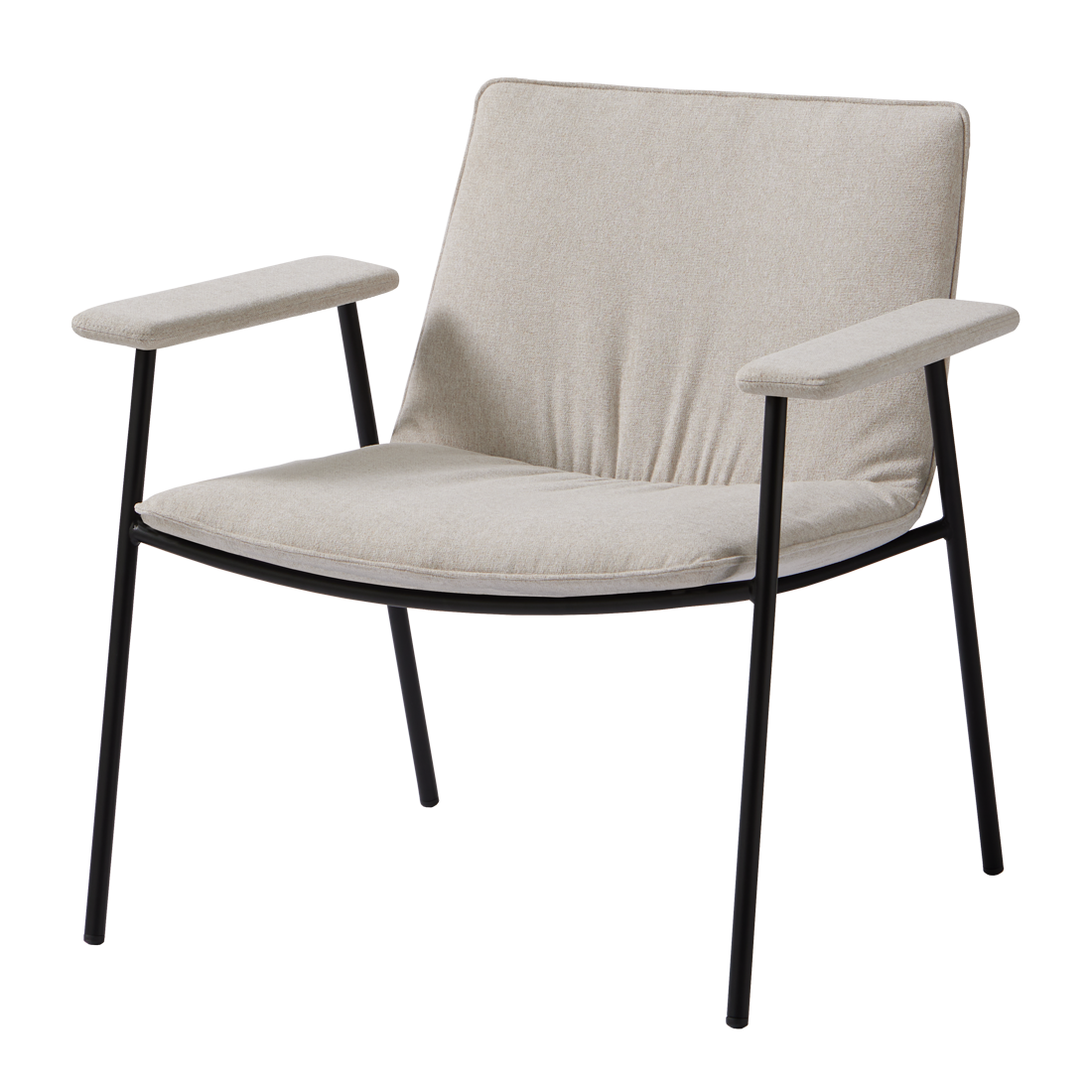 Xail Lounge armchair with low backrest, 4 leg frame and upholstered arms (soft upholstery) by INCLASS