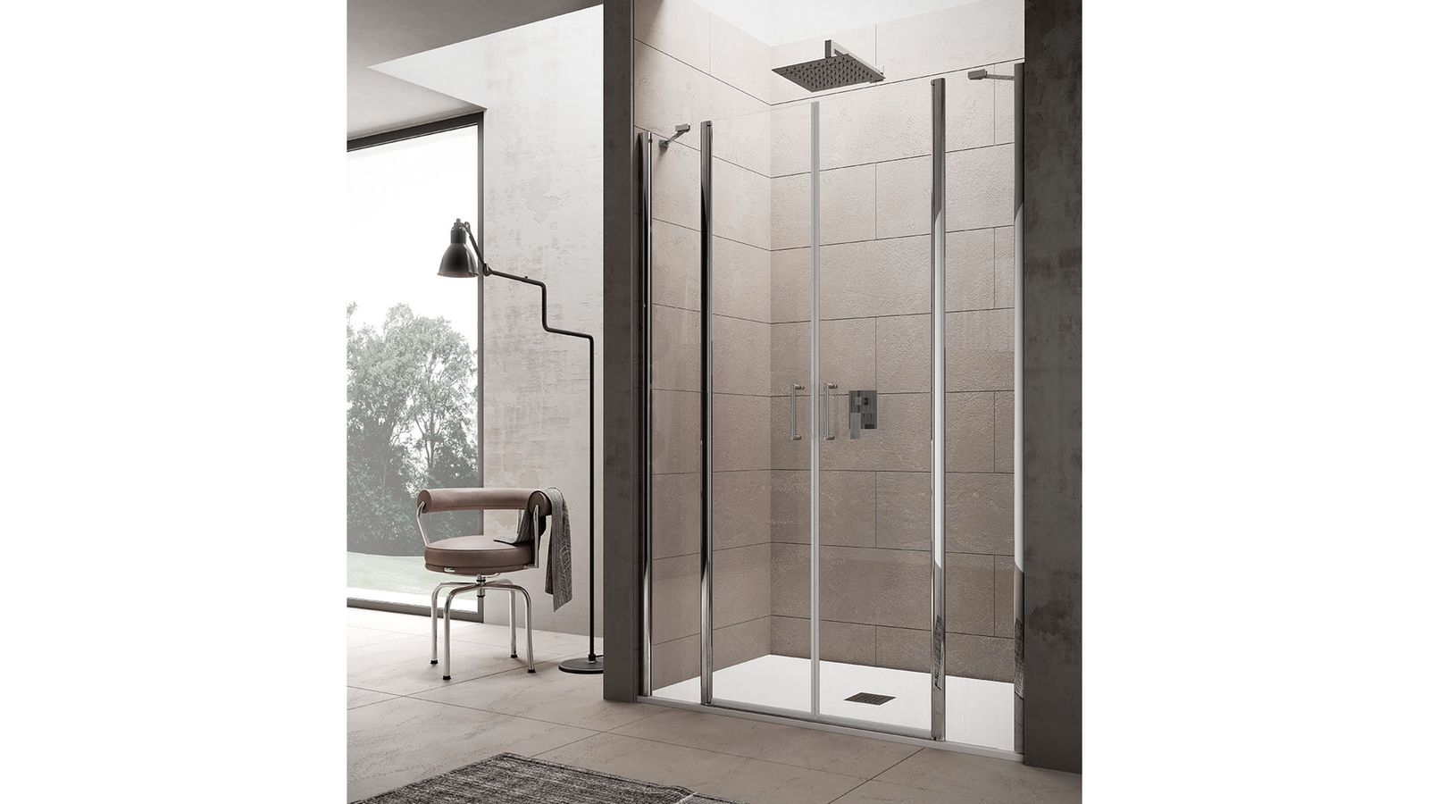 CLAIRE DESIGN-Saloon door with two fixed elements for niche by INDA®