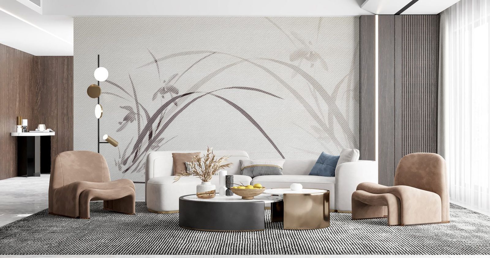 Wallpaper with Daughters and Flowers Evanescent by Instabilelab