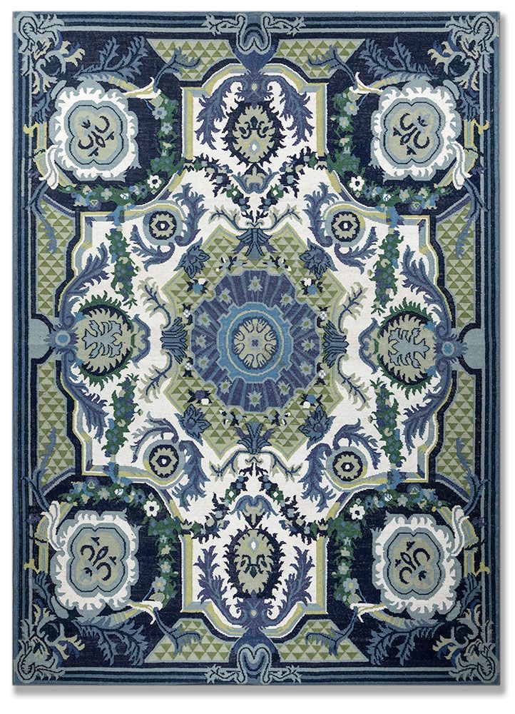 Bedouin ADWL-23011, White/Medieval Blue by Jaipur Rugs