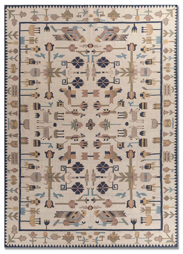 Bedouin ADWL-23013, Snow White/Indigo Blue by Jaipur Rugs