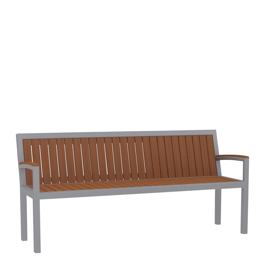 KOKO II JANUSWOOD BENCH WITH ARMS 183 by JANUS et Cie