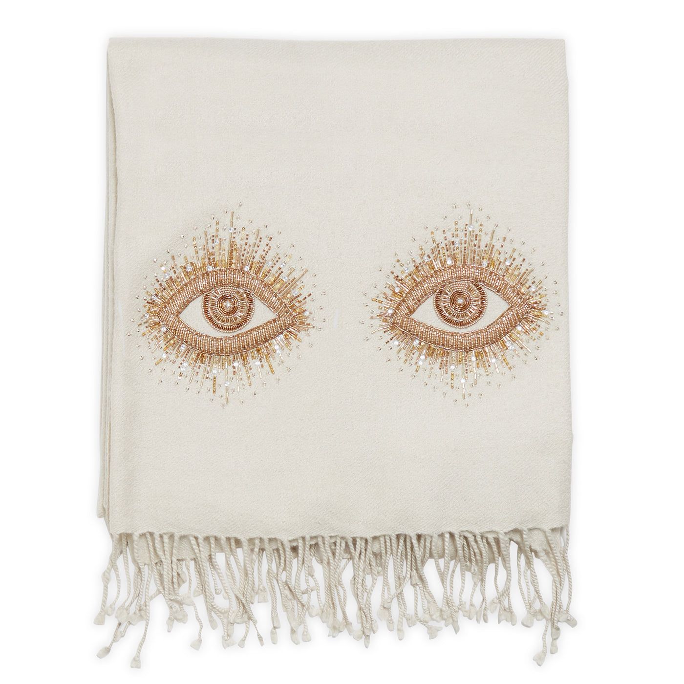 Muse Eyes Embellished Throw in White by Jonathan Adler