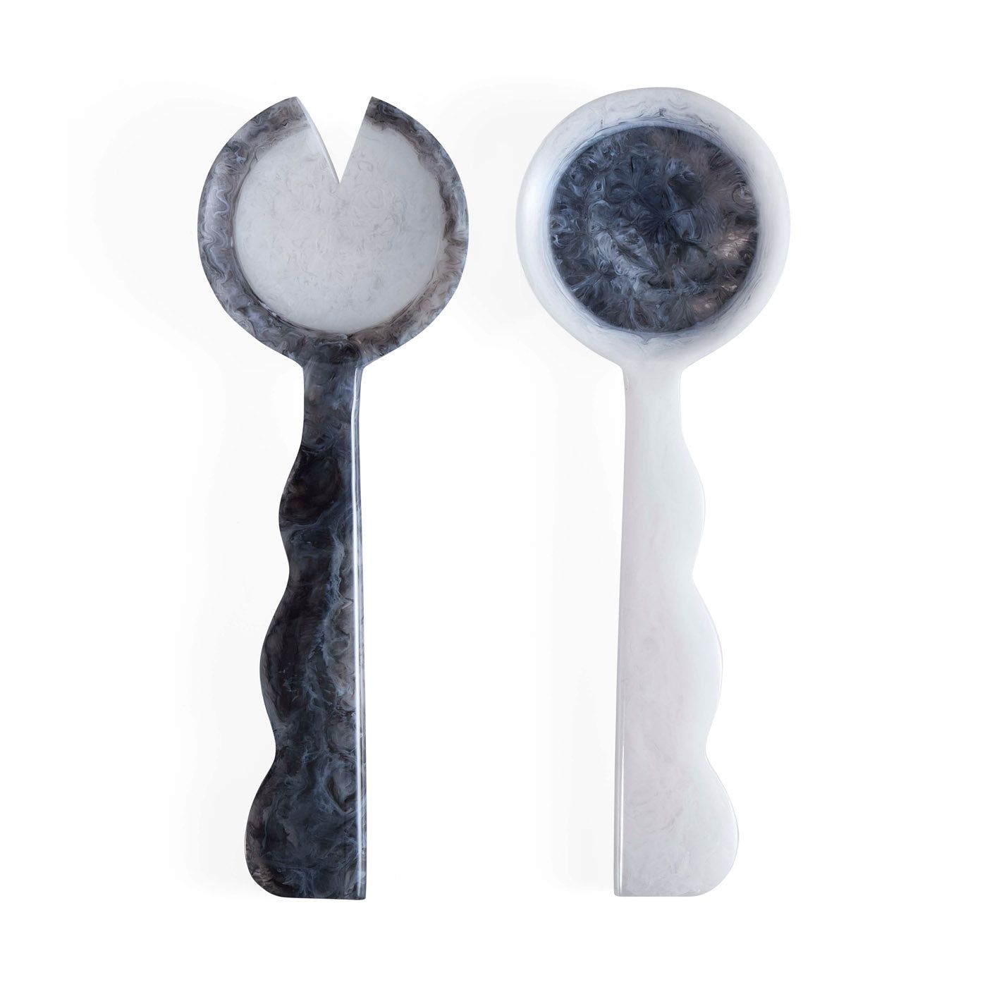 Como Black & White Ripple Salad Serving Set by Jonathan Adler