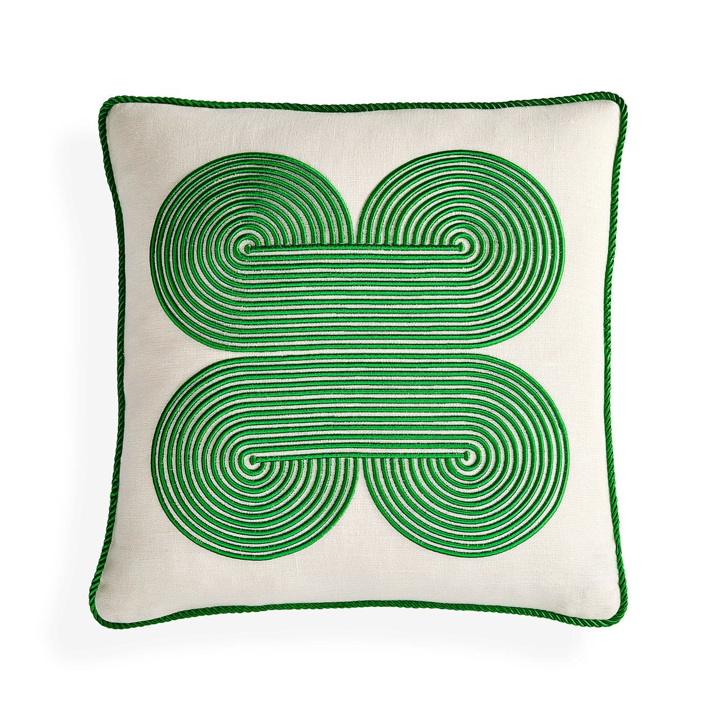 Pompidou Green Quatrefoil Pillow by Jonathan Adler
