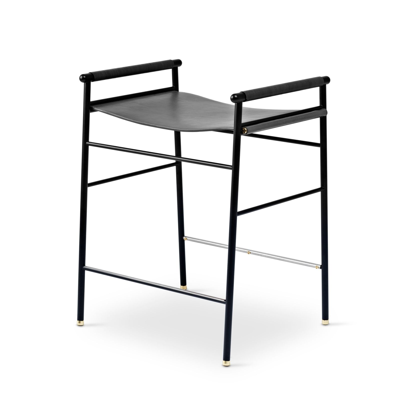 Repose Kitchen Stool - Handcrafted with leather and powder-coated steel by Jover+Valls