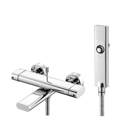 Perfecto Series - Bath/Shower Mixer W/ Hand Shower & Hose & Wall Bracket by JUSTIME