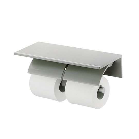 Bathroom Accessories - Double Toilet Tissue Holder W/Shelf (Aluminum W/Anodizing) by JUSTIME
