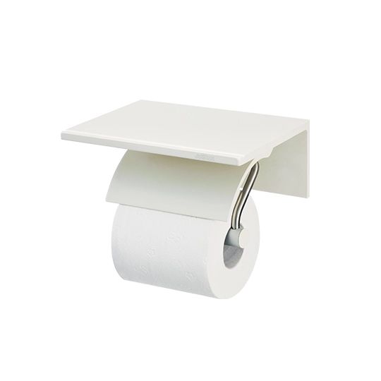 Bathroom Accessories - Single Toilet Tissue Holder W/Shelf (Free Direction)(Aluminum W/Ivory Coating) by JUSTIME