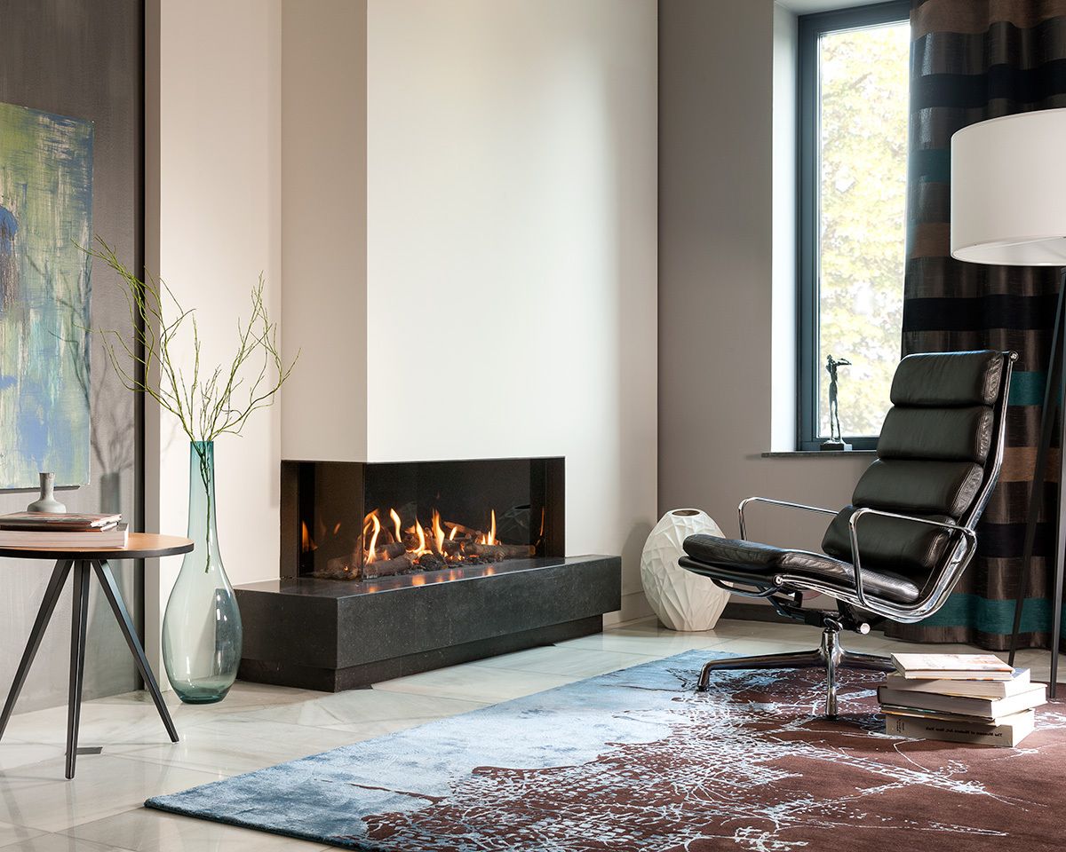Gas fire - G105/37C - Corner model by KALFIRE