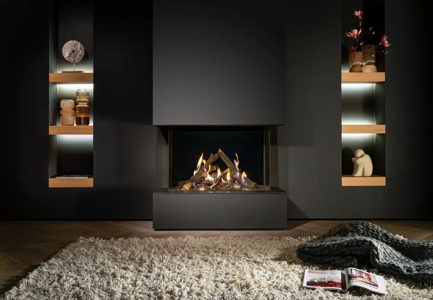 Gas fire - Gi85/55S - 3-sided model by KALFIRE