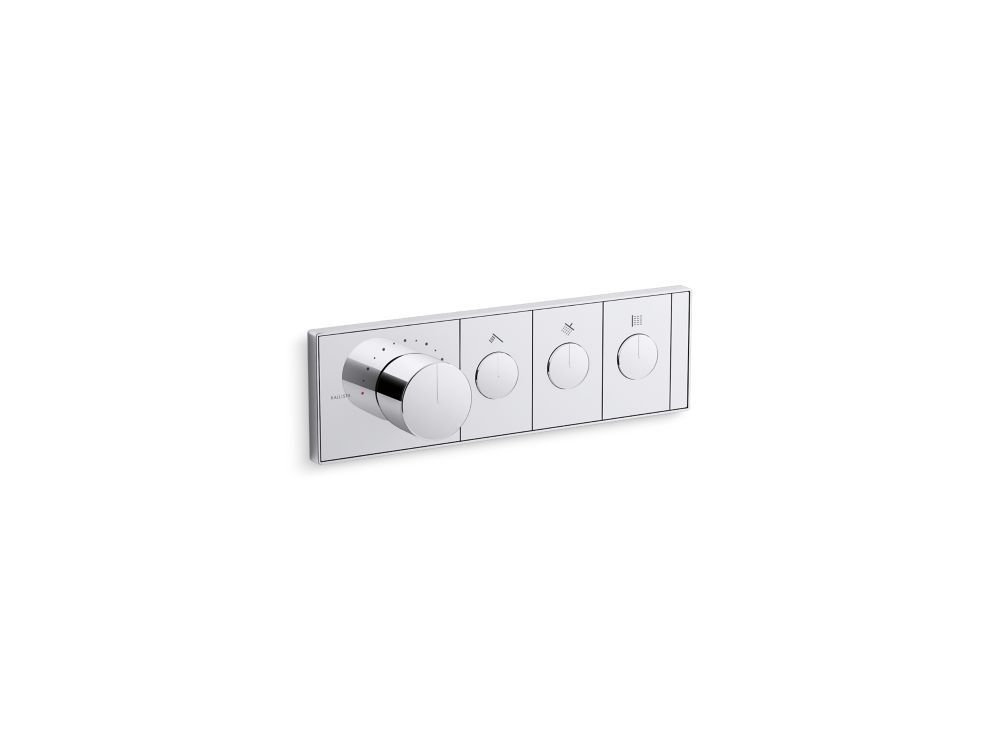 Foundations Mechanical showering three-outlet thermostatic control panel by Kallista