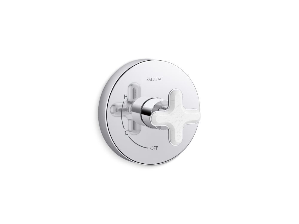 002 Single Control Trim, White Carrara Cross Handle by Kallista