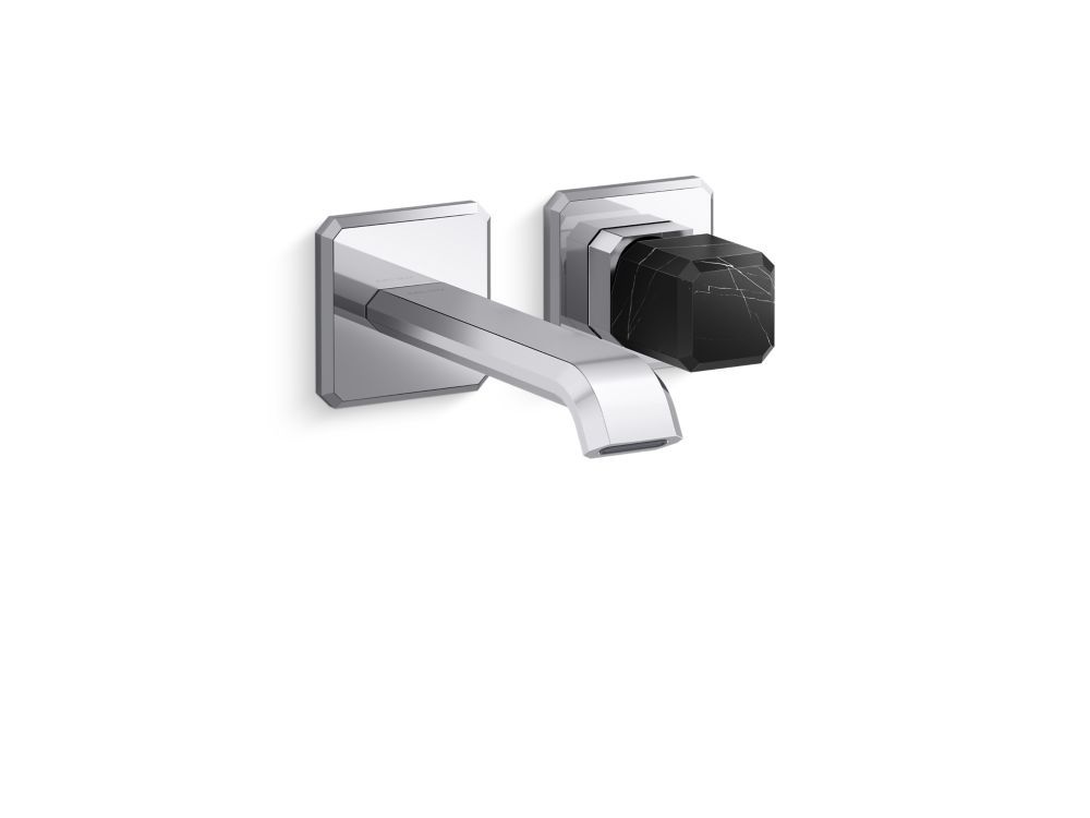 Bezel Wall Mount Single Control Sink Faucet, Nero Marquina Handle by Kallista