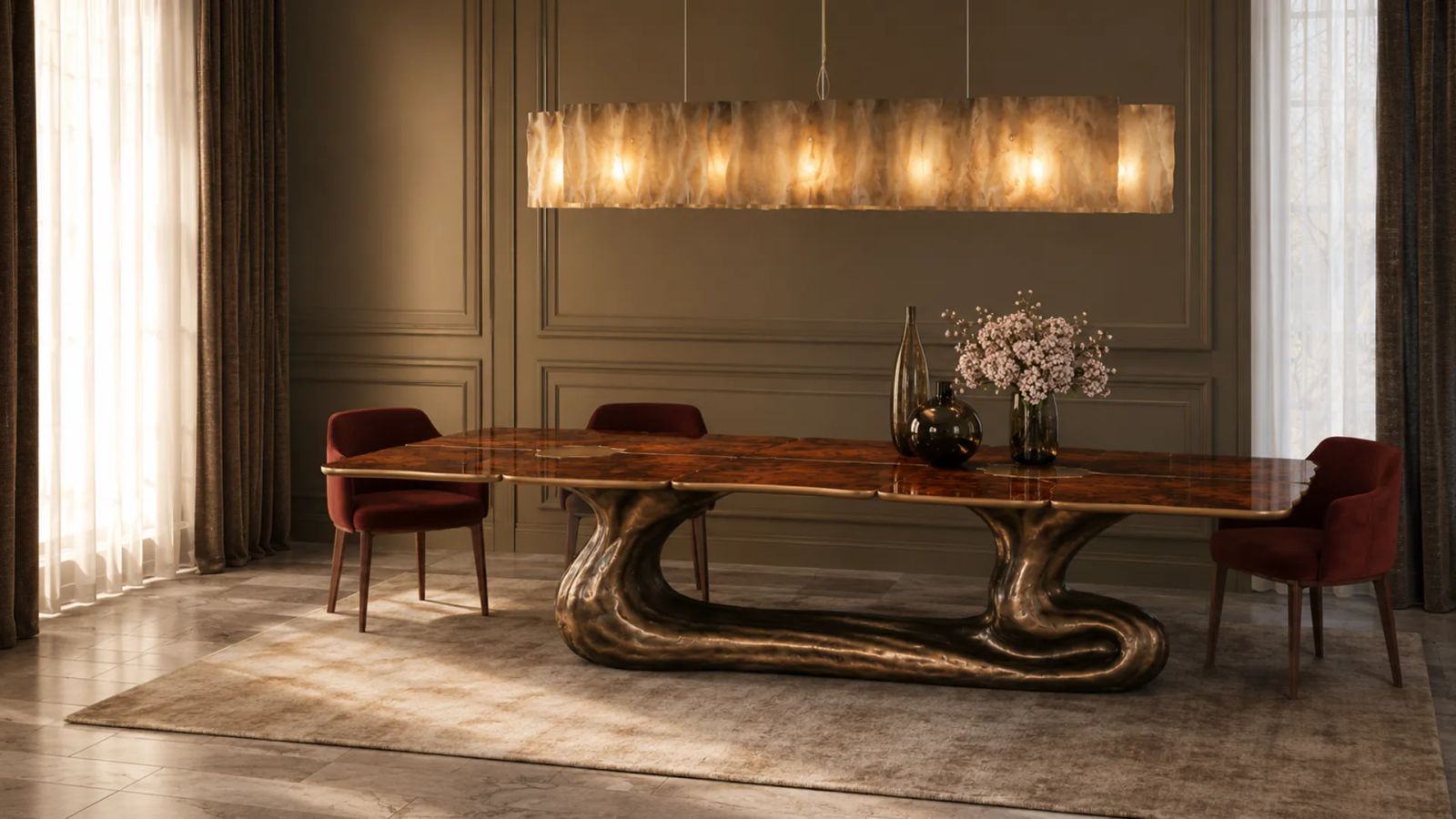 SIGMA K1102 - Rectangular walnut table by KARPA