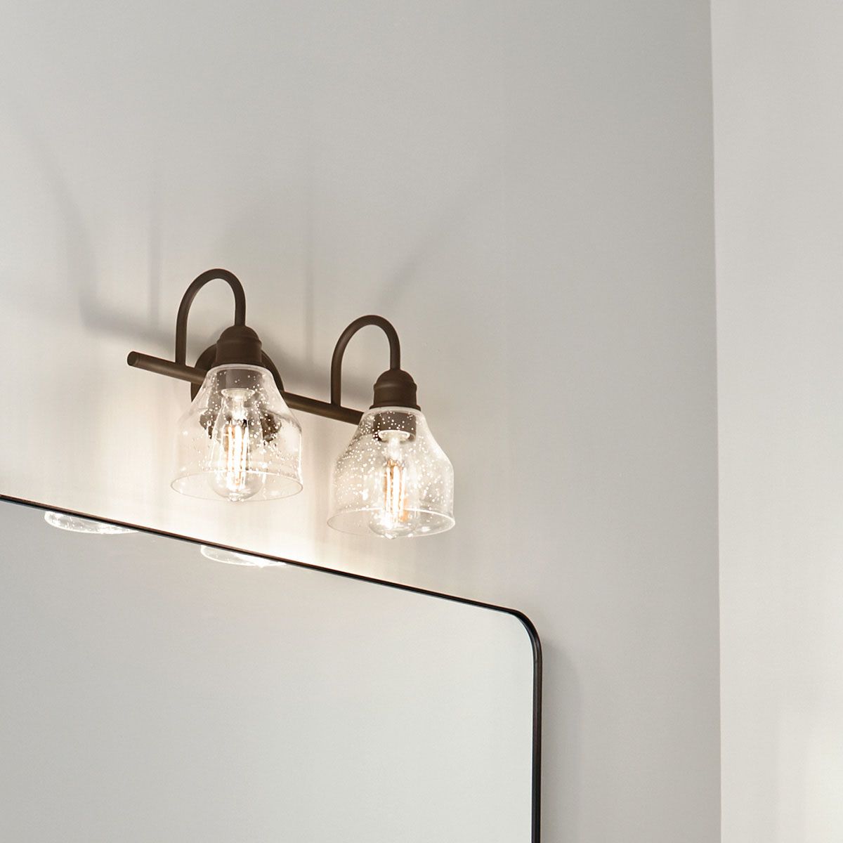 Avery Vanity Light 2-Light Clear Seeded Glass Size:15" W x 9.5" H x 8.25" D Model:45972NBR by Kichler