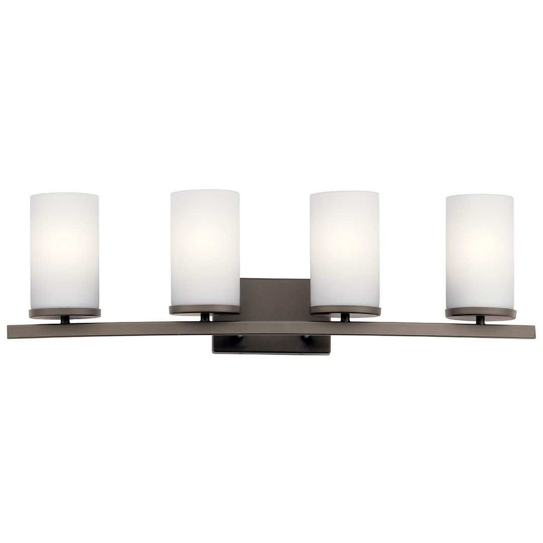 Crosby Vanity Light 4-Light Satin Etched Cased Opal Glass Size:31.25" W x 8.75" H x 6.75" D Model:45498NBR by Kichler
