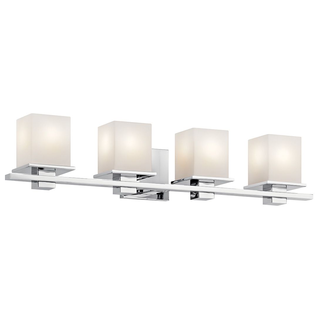 Tully Vanity Light 4-Light Satin Etched Cased Opal Glass Size:32" W x 6.5" H x 6.75" D Model:45152CH by Kichler