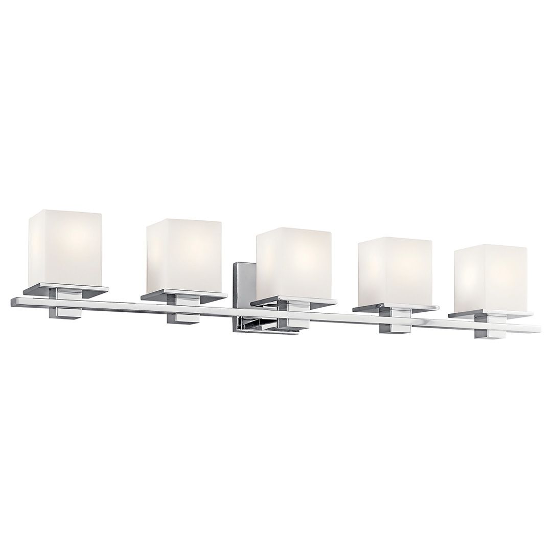 Tully Vanity Light 5-Light Satin Etched Cased Opal Glass Size:40.25" W x 6.5" H x 6.75" D Model:45193BK by Kichler