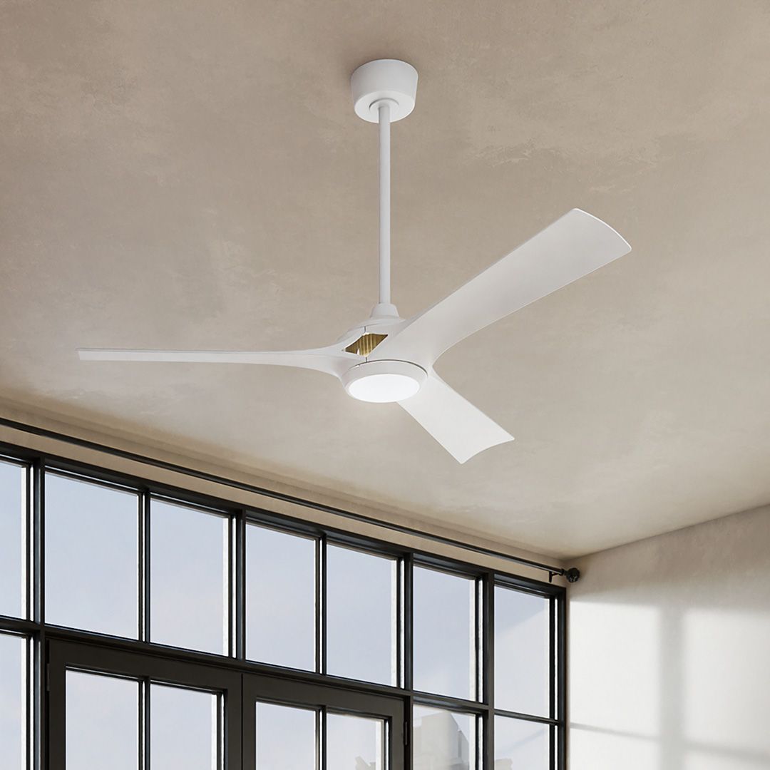 Veetra Ceiling Fan 56" 3 Blades 3000K Size:14.5" H x 56" DIA Model:300056-MWH by Kichler