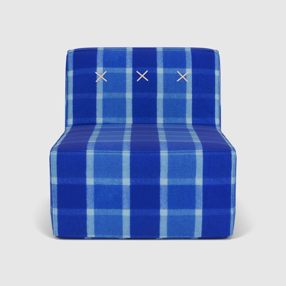 Quadrant Soft Sofa Single - COVER ONLY - Blue/White Check by Koskela