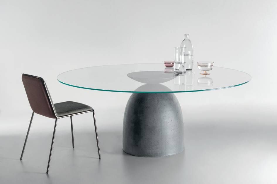 Janeiro Table: Sculpted Concrete & Balanced Top by Lago