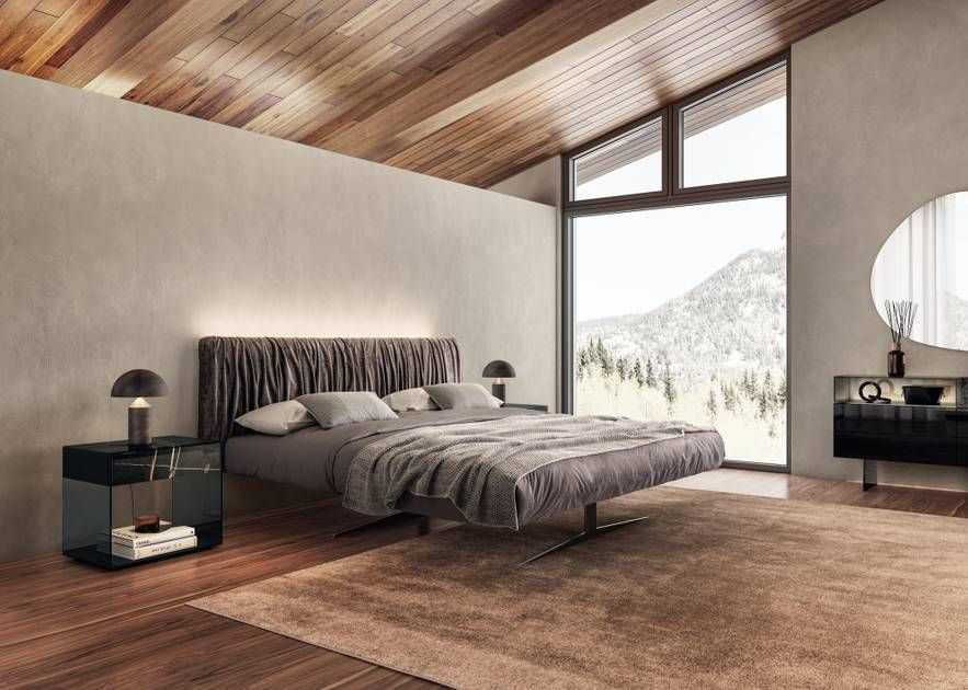 Steel Bed: Light Design Without Wall Fixings by Lago