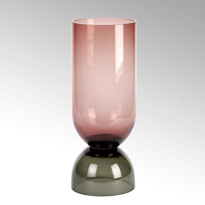 Vasari vase,glass, berry/grey, by Lambert