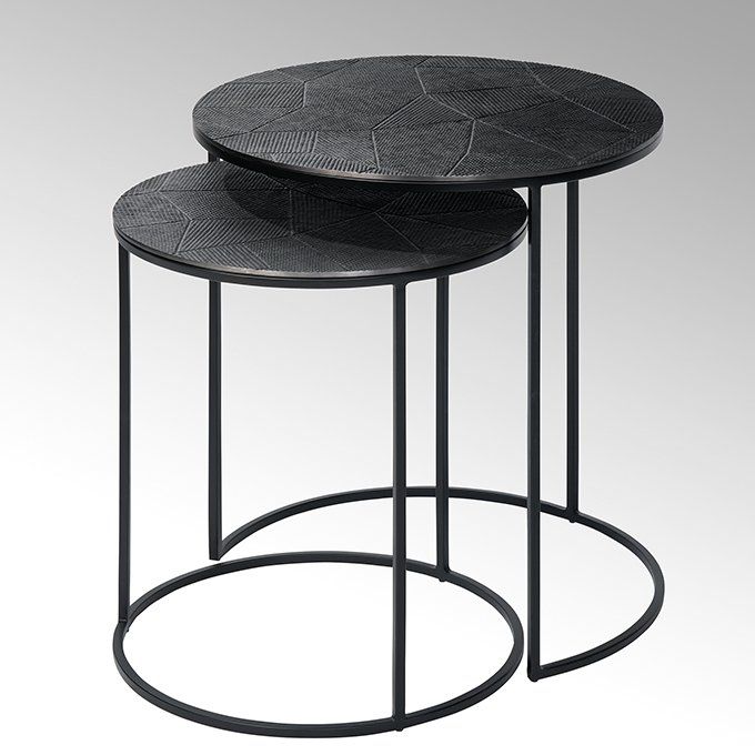 Natsu side table set, iron stand, powdercoated by Lambert