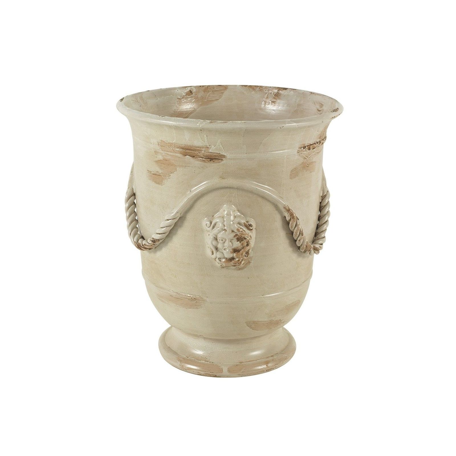 Planter with mask - decor Arcaica white by L'Antica Deruta