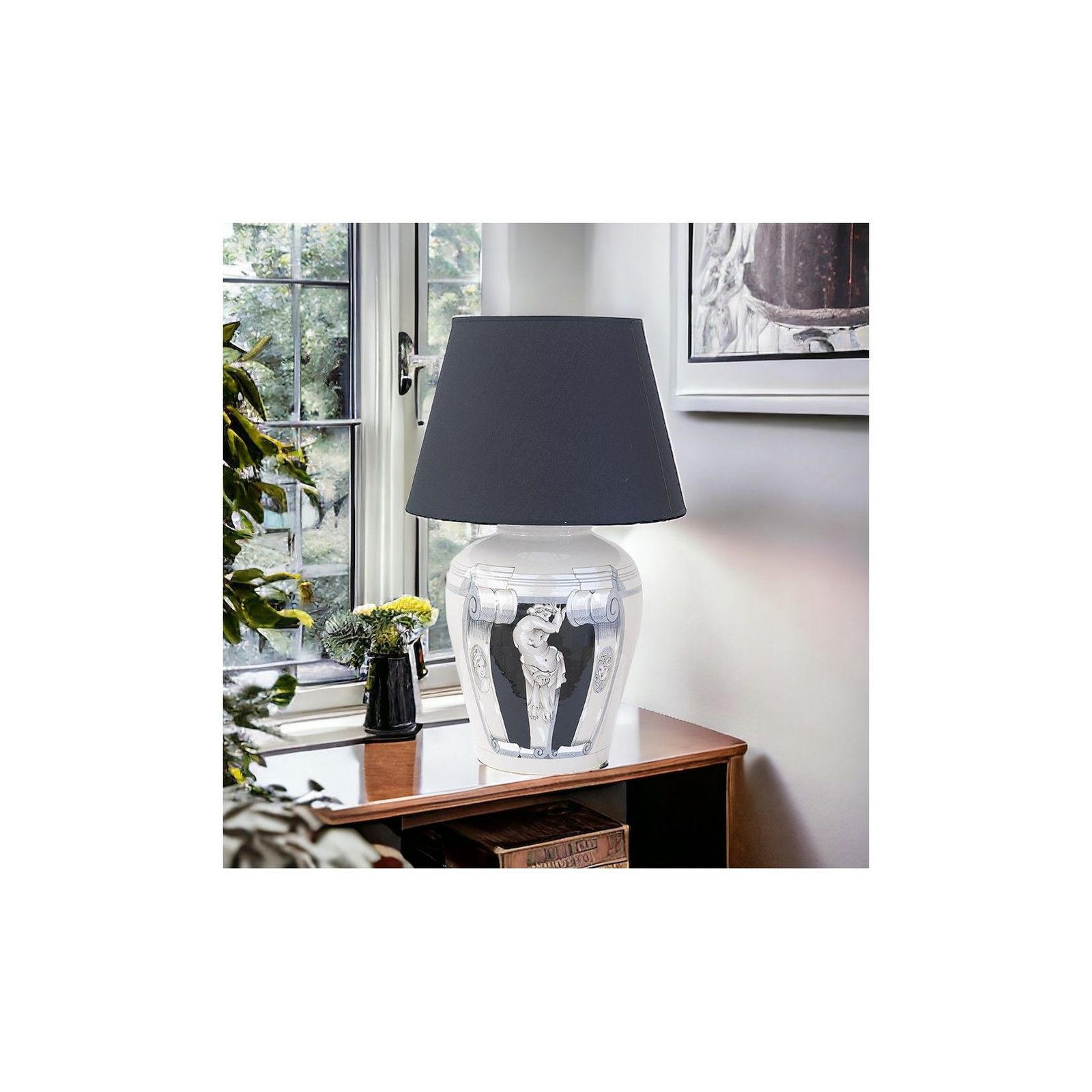 Lamp base with shade - decor Michelangelo Black by L'Antica Deruta