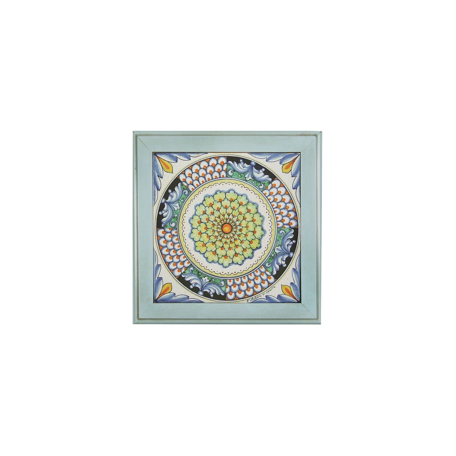 Tile with wood frame - decor GEOMETRICO.DR.10 by L'Antica Deruta