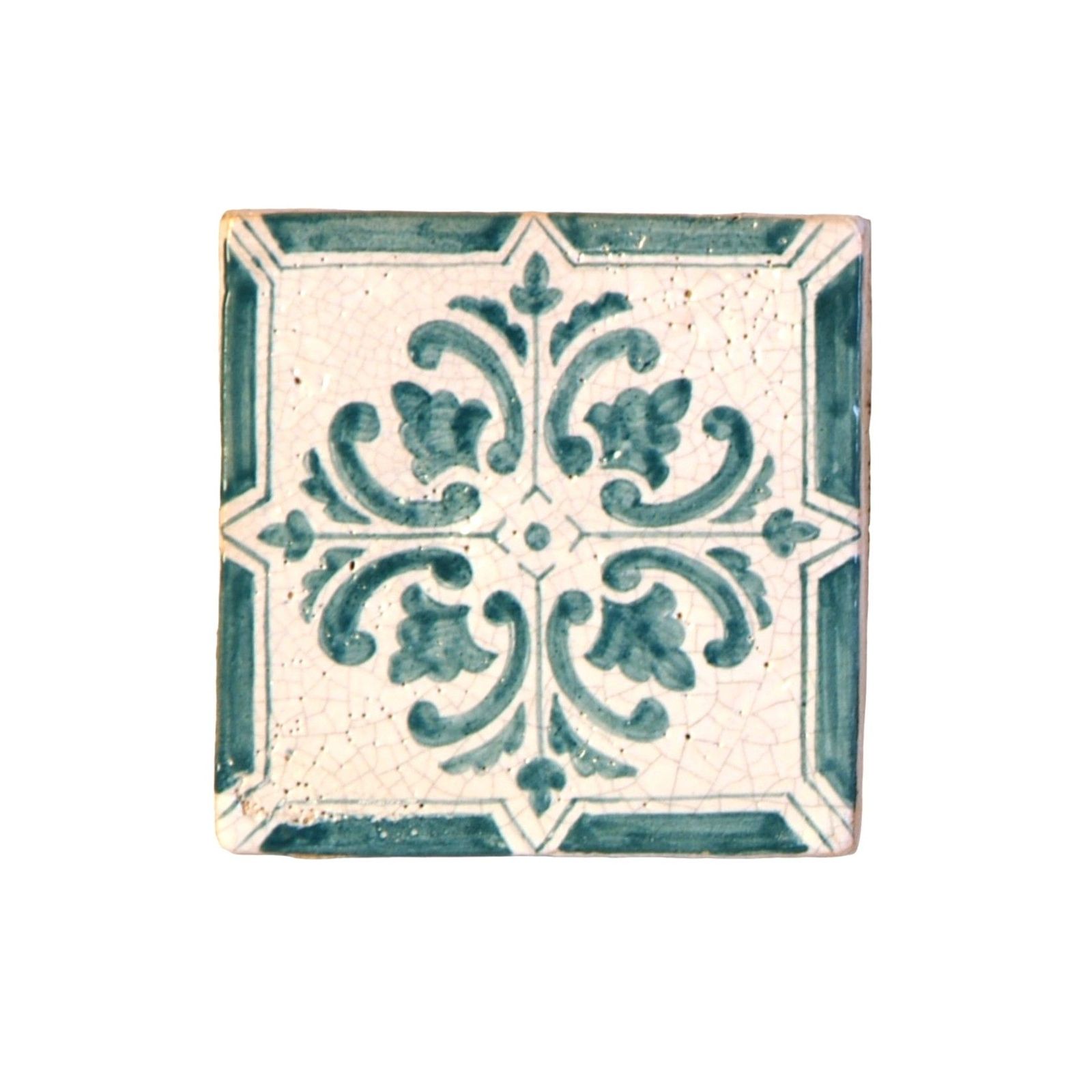 Hand made cotto tiles - set of 4 pcs - decorated -old cotto - PT/50V by L'Antica Deruta