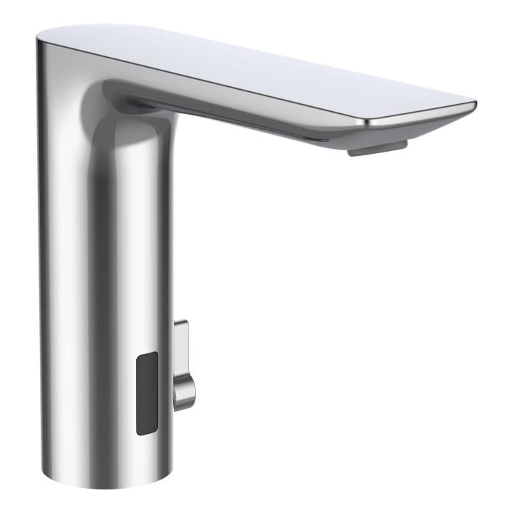 CITYTRONIC - Electronic basin mixer with IR sensors, projection 135 mm, fixed spout, with battery 6V, without Bluetooth adapter, PVD inox look by Laufen