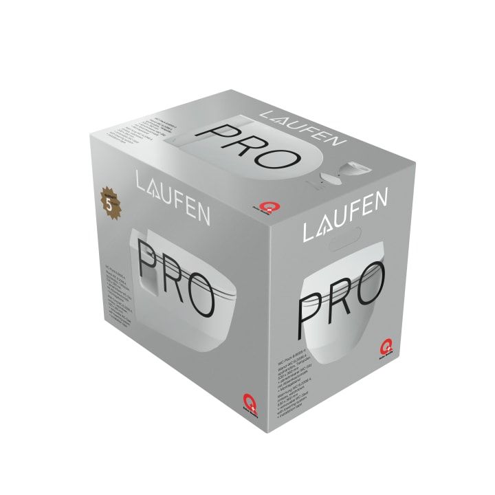 PRO - Combipack wall-hung WC 'rimless' H820964, washdown, with recess, without flushing rim, with seat and cover H898966, with lowering system by Laufen