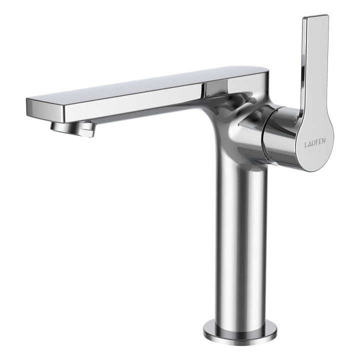 SWISSTAP - Basin mixer with side lever, projection 135 mm, fixed spout, Eco+ function, without pop-up waste, PVD titanium black matt by Laufen