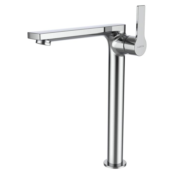 SWISSTAP - Column basin mixer with side lever, projection 180 mm, fixed spout, Eco+ function, without pop-up waste, PVD titanium black matt by Laufen